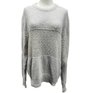 Boathouse Row Oversized Cotton Textured Fisherman Knit Sweater Cream Women L